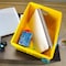 Flipside Corrugated Postal Storage Tote, 18-1/4 in L x 13-1/4 in W x 11-3/5 in H, Yellow, Plastic, 4 PK 40142 - alternate 5